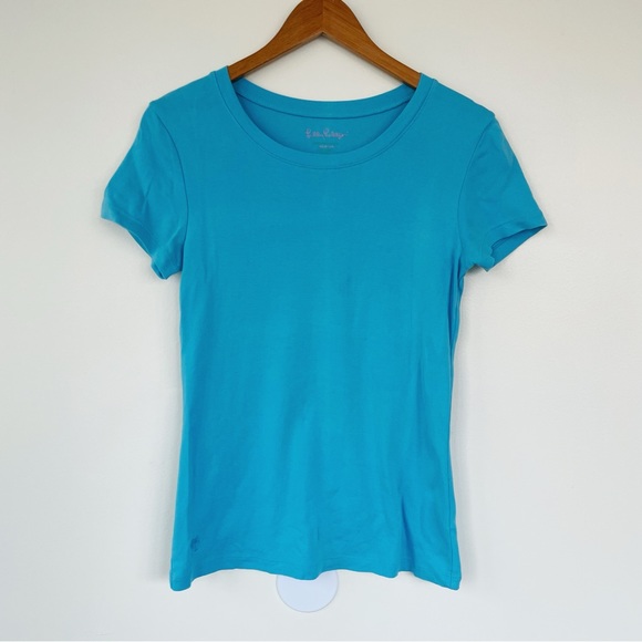 Lilly Pulitzer Tops - Lilly Pulitzer Lexie Crew Neck Short Sleeve Tee Shirt M Medium Shorely Blue